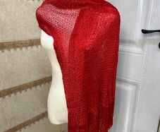 Bright Red Fringe Scarf  Shawl
