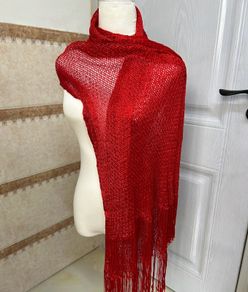 Bright Red Fringe Scarf  Shawl