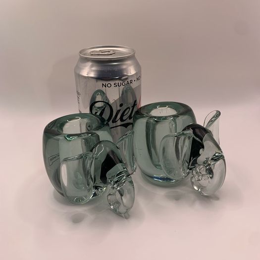 Vintage art glass Elephant shape Candholders