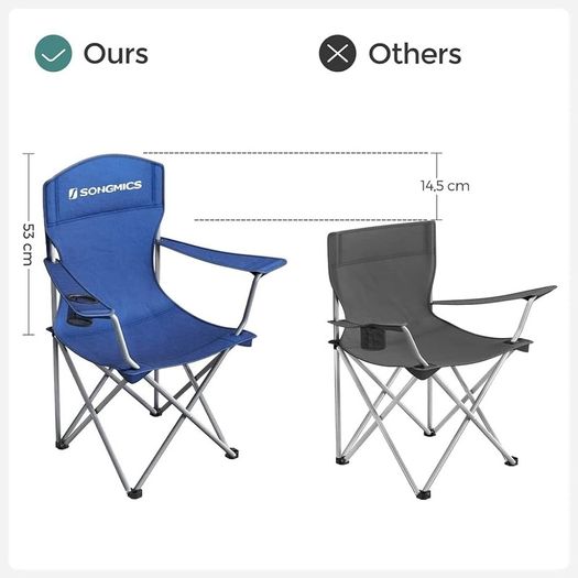 NEW SALE | Set of 2 Folding Camping Chairs, Comfortable, Heavy Duty Structure, Max. Load Capacity 150 kg, with Cup Holder, Outdoor Chair