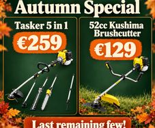Tasker 5-in-1 multitool and Kushima 52cc brushcutter