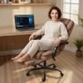 Reclining Faux Leather Office Chair with Footrest and Casters, 65x67x111-119 cm, Brown Image 4