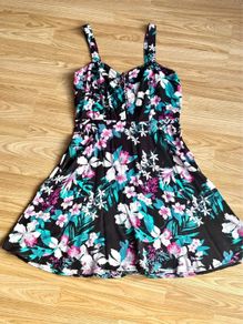 Black Floral Summer Dress with Straps