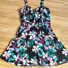 Black Floral Summer Dress with Straps