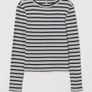 H&M striped ribbed top size S grey black white long sleeve Image 2