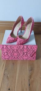 Head over heels by Dune snake print shoes and matching bag