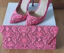 Head over heels by Dune snake print shoes and matching bag