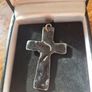 Vintage Red Glaze Ceramic Cross Pendant Image 2