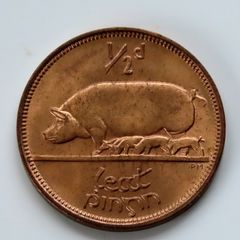 Irish 1966 UNC Half Penny Ireland 1/2 Phingin coin 60 years old coin