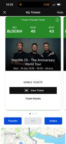 3x Westlife tickets