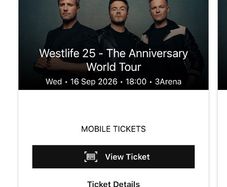 3x Westlife tickets