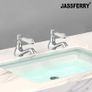 Pair of Basin Taps Hot and Cold Water Bathroom Sink Cross Handle Ceramic Levers 1/2" Tap Faucets Set 2 (FREE POSTAGE) Image 4