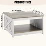 Farmhouse Coffee Table, Square Coffee Table with Open Storage Compartment Image 7