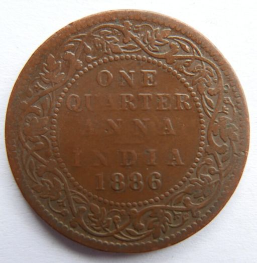 BRITISH INDIA 1886 1/4 Anna Queen Victoria Empress
