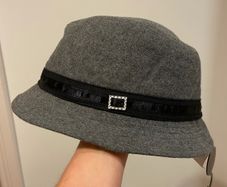 Brand new grey trilby/fedora hat with diamond buckle