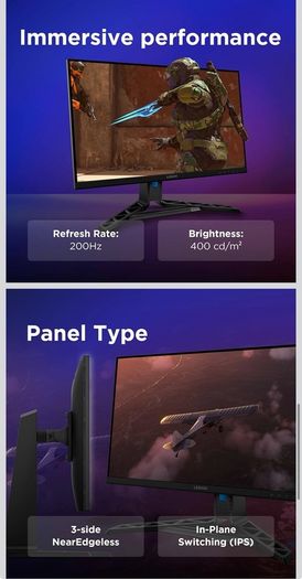 Lenovo Legion R27QE Gaming Monitor 27" QHD IPS 200Hz 0.5ms MPRT