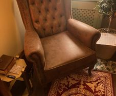 Faux leather Queen Ann chair