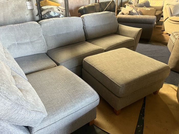 grey corner sofa with matching footstool couch