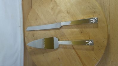 Vera Wang Wedgwood Love Knots Silver Plated Cake Knife & Server Set Wedding Gift