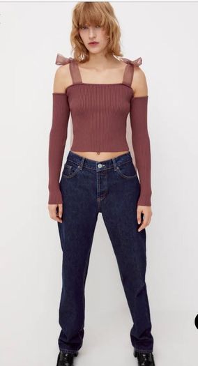 Zara knit top with contrast straps New size Large