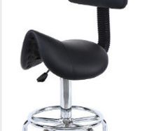 Saddle Spa Rolling Black Stool with Back Support for Beauty Tattoo