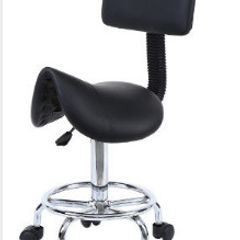 Saddle Spa Rolling Black Stool with Back Support for Beauty Tattoo