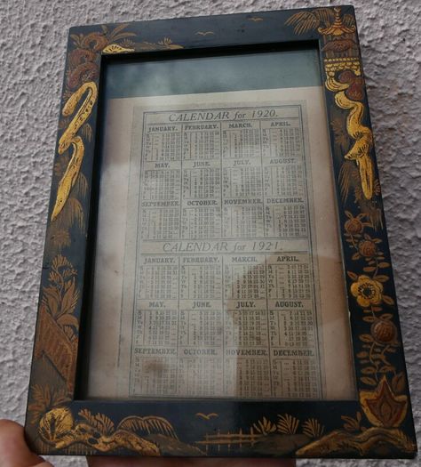 Vintage Calendar 1920-21 in Vintage Hand Painted Frame