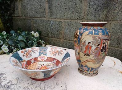 Antique Japanese Bowl & Vase