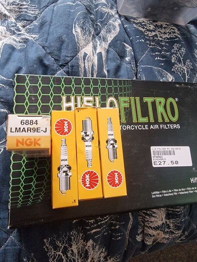 New spark plugs and air filter for 09-2014 Yamaha R1 big bang