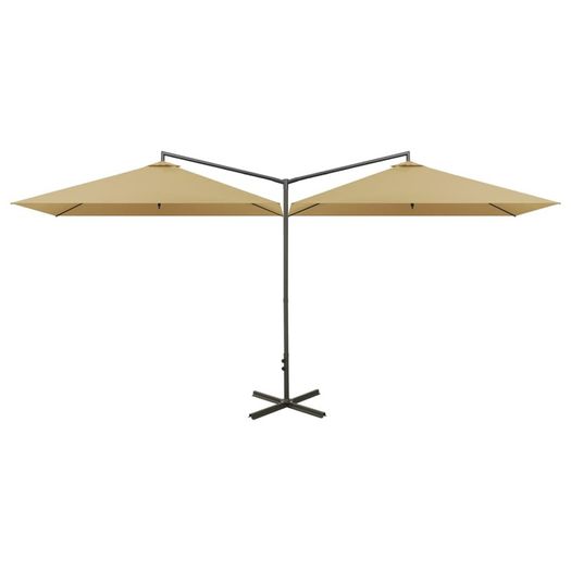 Double Parasol with Steel Pole Taupe 600x300 cm