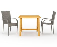 3 Piece Garden Dining Set Grey