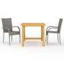 3 Piece Garden Dining Set Grey Image 5