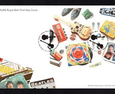 2007 Great Britain The Beatles Album Covers and Memorabilia Commemorative Stamps Miniature Sheet addressed First Day Cover (FDC) with Edinburgh pictorial cancel