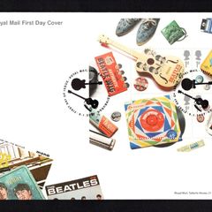 2007 Great Britain The Beatles Album Covers and Memorabilia Commemorative Stamps Miniature Sheet addressed First Day Cover (FDC) with Edinburgh pictorial cancel