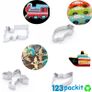 Set of 4 cookie cutter set stainless steel cookie cut car, airplane, train and boat shape puzzle reusable for baking Image 2