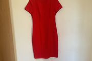 Designer tailored red midi dress -  new