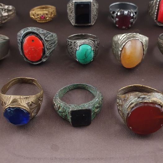 Antique Brass Ring Collection 15 Mixed Vintage Handmade Rings