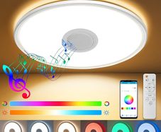 NEW SALE | RGB LED Ceiling Light - with Bluetooth Speaker and Remote Control, 24W Round Flush Bathroom Light, Dimmable 3000-6500K Ceiling Lamp
