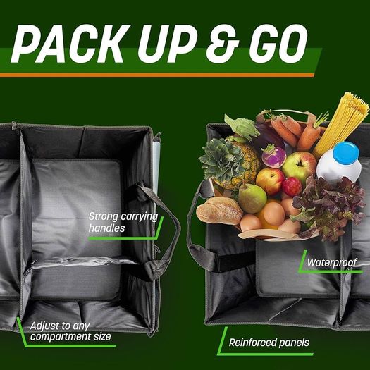 NEW SALE |  Car Boot Organiser (Black) - Storage with Tie Down Straps, Best for Tidy Auto Organization & Boot Bag Maintenance