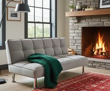 Silver Grey Folding 3 Seater Fabric Sofa Bed - Perfect Christmas Gift!