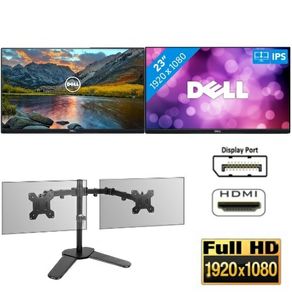 Dual Dell 23" P2319H LED IPS Monitors Full HD (1080p) with Brand Dual Stand