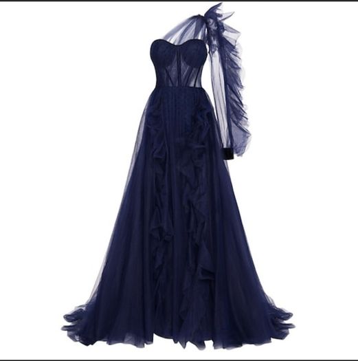 Navy long dress size M-L TS couture atelier designer special occasion  dress