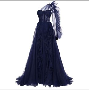 Navy long dress size M-L TS couture atelier designer special occasion  dress