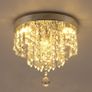 Crystal Chandelier,K9 Modern Led Ceiling Light Flush Mount Stainless Steel Fixtures,250mm,Beaded Light Shade with Clear Acrylic Jewel Droplets for Bedroom Dining Room Living Room Image 2