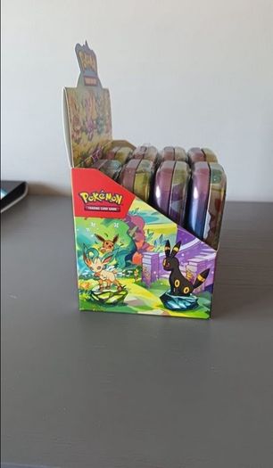 pokemon prismatic evolutions mini tin display