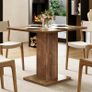 Dining Table, 90 cm x 80 cm x 75 cm, Small Kitchen Table, Wooden Dining Room Table for 2-4 People with Ribbed Base Image 3