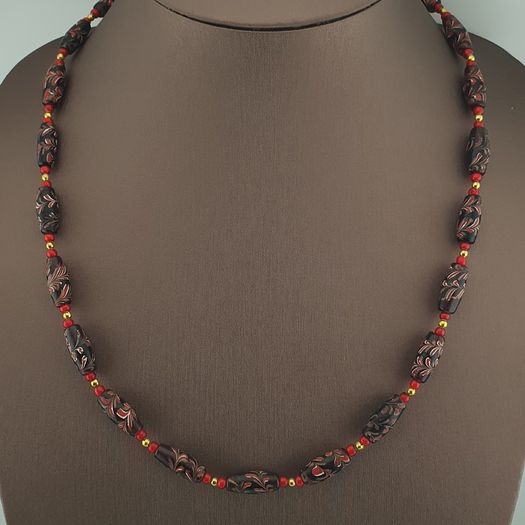 Antique Venetian Style Tiny Floral& Venetian Whiteheart Glass Beads Necklace