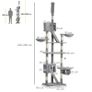 Floor to Ceiling Cat Tree for Indoor Cats, 240-260cm, Adjustable Height - Light Grey Image 2