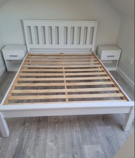 Beautiful White 4Ft 6 Double Wooden Bed Frame - Can Deliver