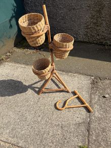Bamboo plant pot stand and bamboo bracket.